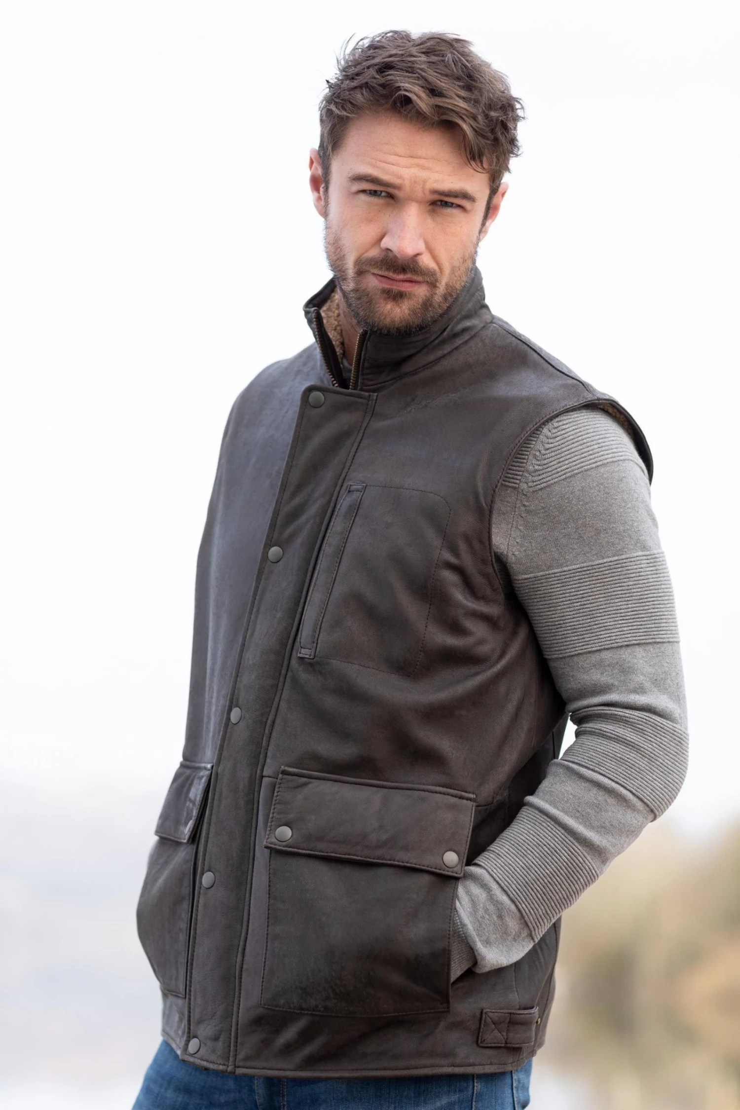 Lakeland Leather Giles Dark Brown Leather Gilet 3 Lakeland Leather Giles Dark Brown Leather Gilet