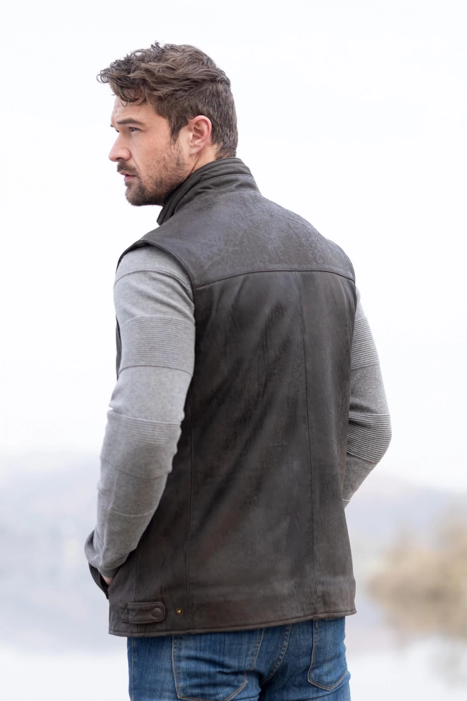 Lakeland Leather Giles Dark Brown Leather Gilet 4 Lakeland Leather Giles Dark Brown Leather Gilet - Image 2