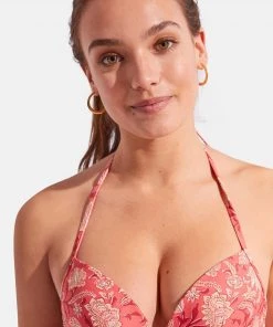 Women'secret Red Printed Padded Bikini Top