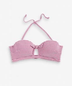 Women'secret Pink Fuchsia Striped Bandeau Bikini Top