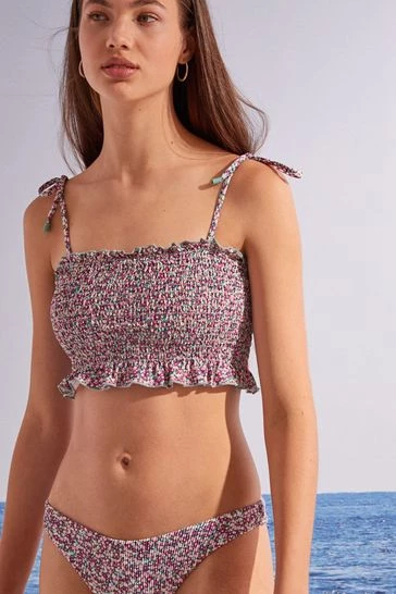 Women'secret Pink Floral Print Bandeau Bikini Top 8 Women'secret Pink Floral Print Bandeau Bikini Top - Image 6