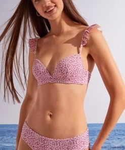 Women'secret Pink Floral Print Bikini Top