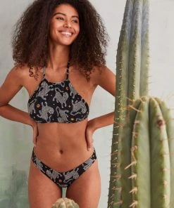 Women'secret Black Tiger Halterneck Bikini Top