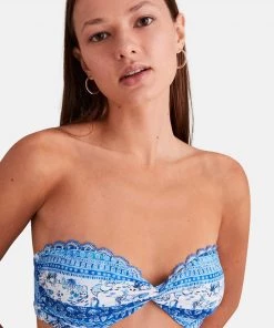 Women'secret Blue Bandeau Fixed Padding Bikini Top
