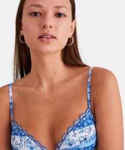 Women'secret Blue Fixed Padding Bikini Top