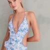Women'secret Blue Printed Blue Crochet Trikini Swimsuit