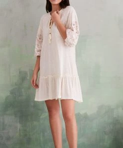 Women'secret White Short Organic Cotton Dress