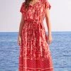 Women'secret Red Floral Print Midi Dress -Lakeland Leather Sales unnamed file 1452