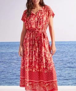 Women'secret Red Floral Print Midi Dress