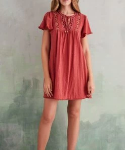 Women'secret Red Short Organic Cotton Dress