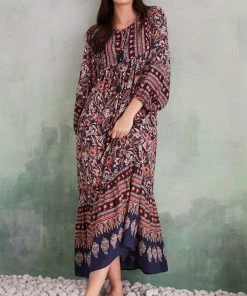 Women'secret Blue Long Printed Boho Dress