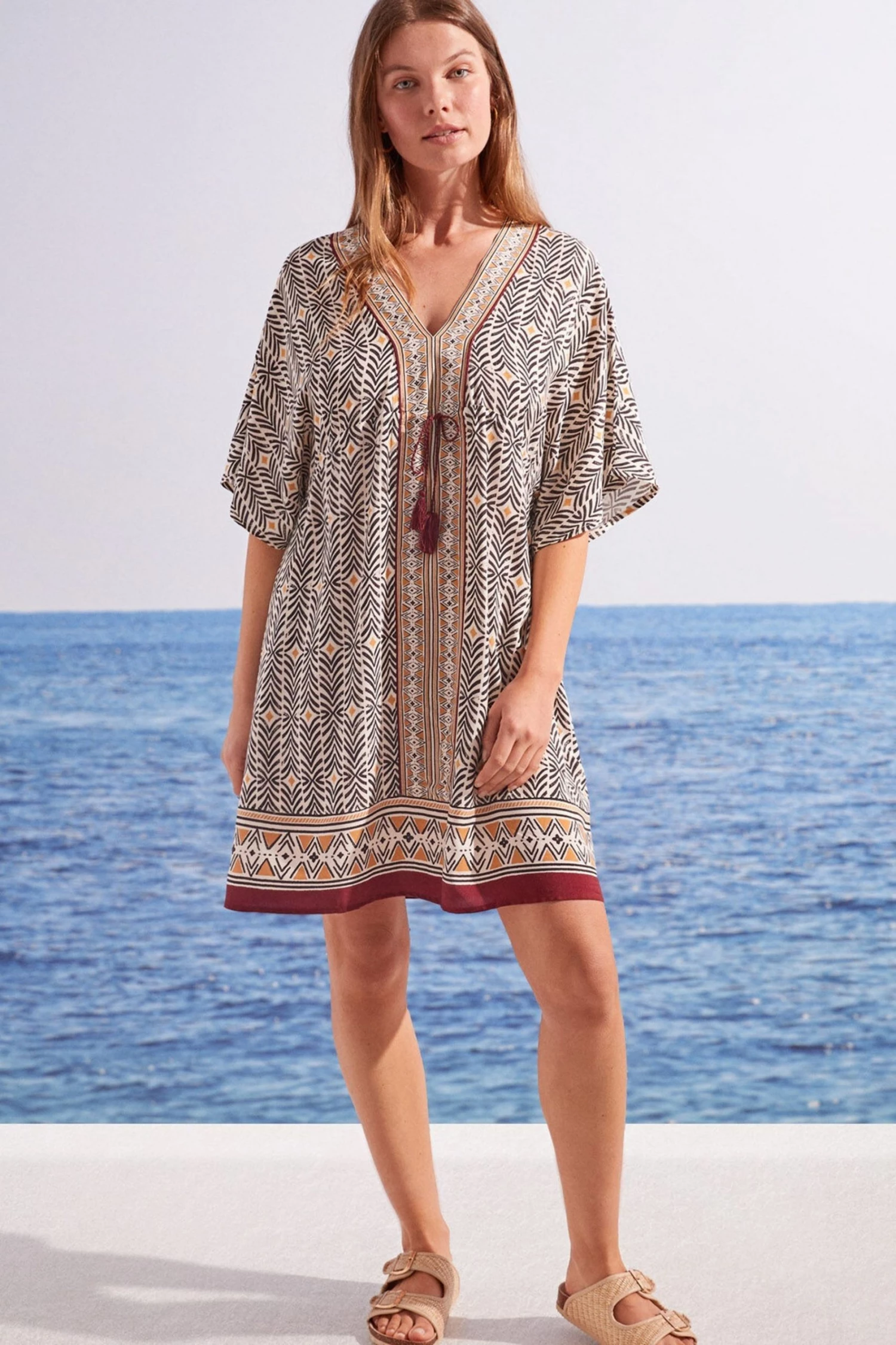 Women'secret Black Herringbone Print Tunic Dress 3 Women'secret Black Herringbone Print Tunic Dress