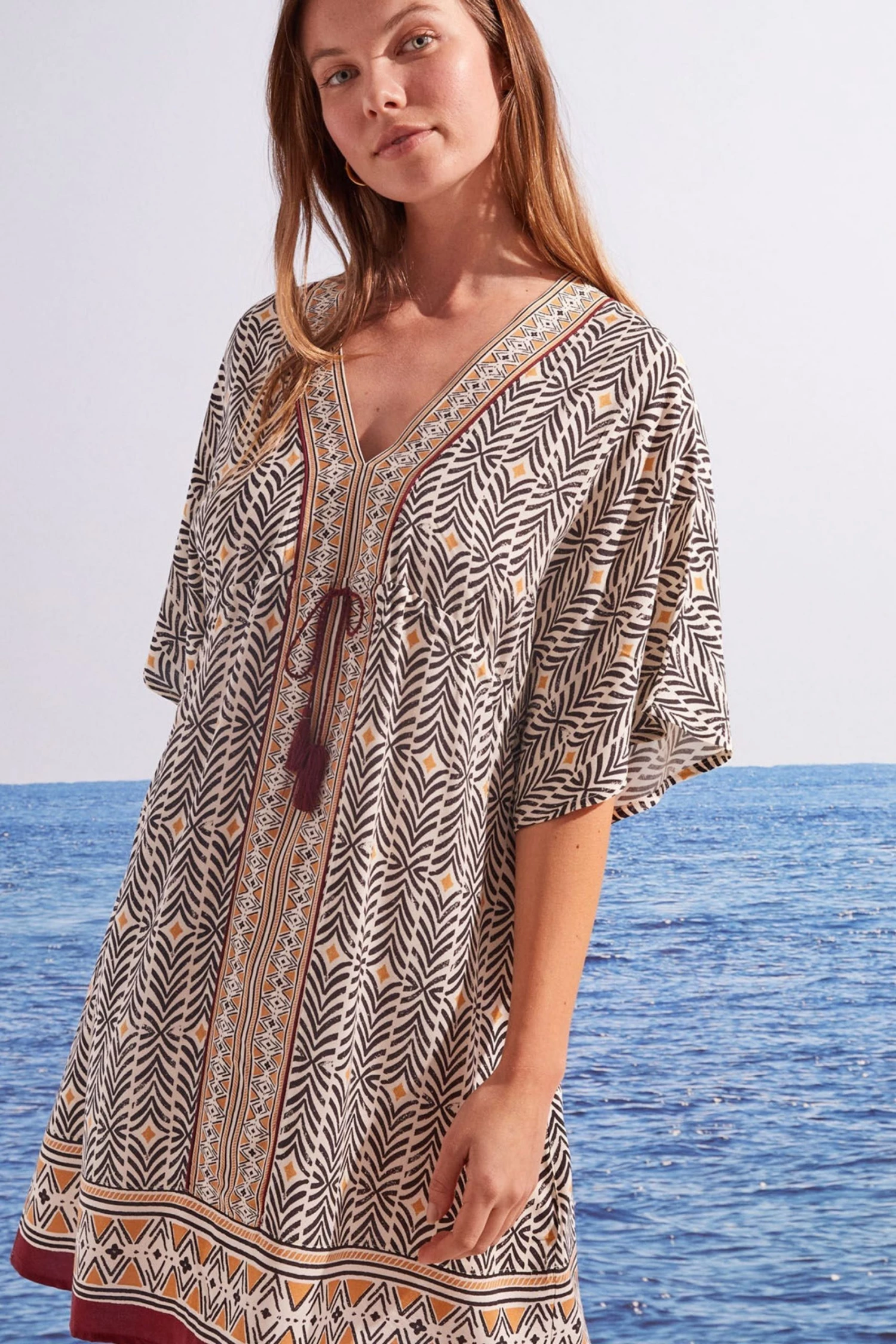 Women'secret Black Herringbone Print Tunic Dress 5 Women'secret Black Herringbone Print Tunic Dress - Image 3