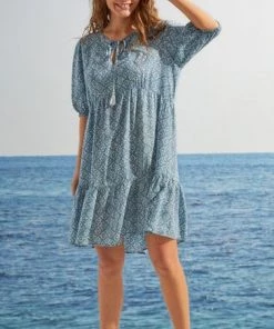 Women'Secret Short Blue Printed Flounced Dress 11 Women'Secret Short Blue Printed Flounced Dress -Lakeland Leather Sales unnamed file 1499