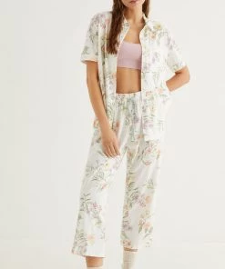 Women'secret White Floral Print Long Pyjamas