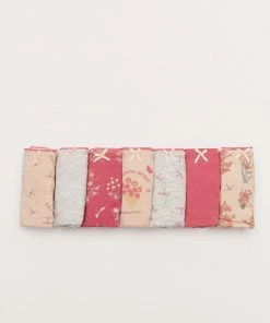 Women'secret Pink Classic Cotton Floral Print Briefs 7 Pack