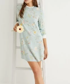 Women'secret Green Short Floral Camisole Dress