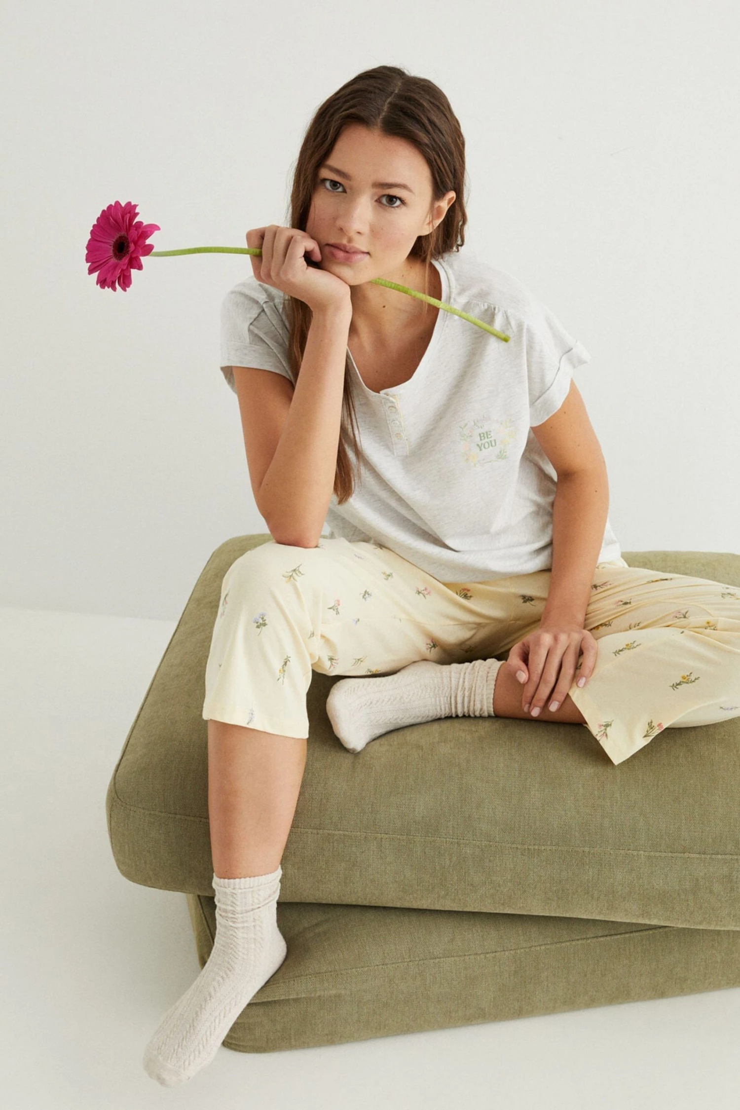 Women'secret Grey Floral Cotton Long Pyjamas 3 Women'secret Grey Floral Cotton Long Pyjamas