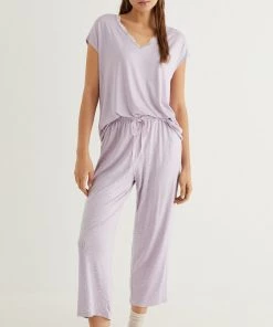 Women'secret Mauve Purple Long Floral Pyjamas