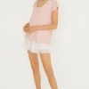 Women'secret Pink Lace Neckline Short Pyjamas