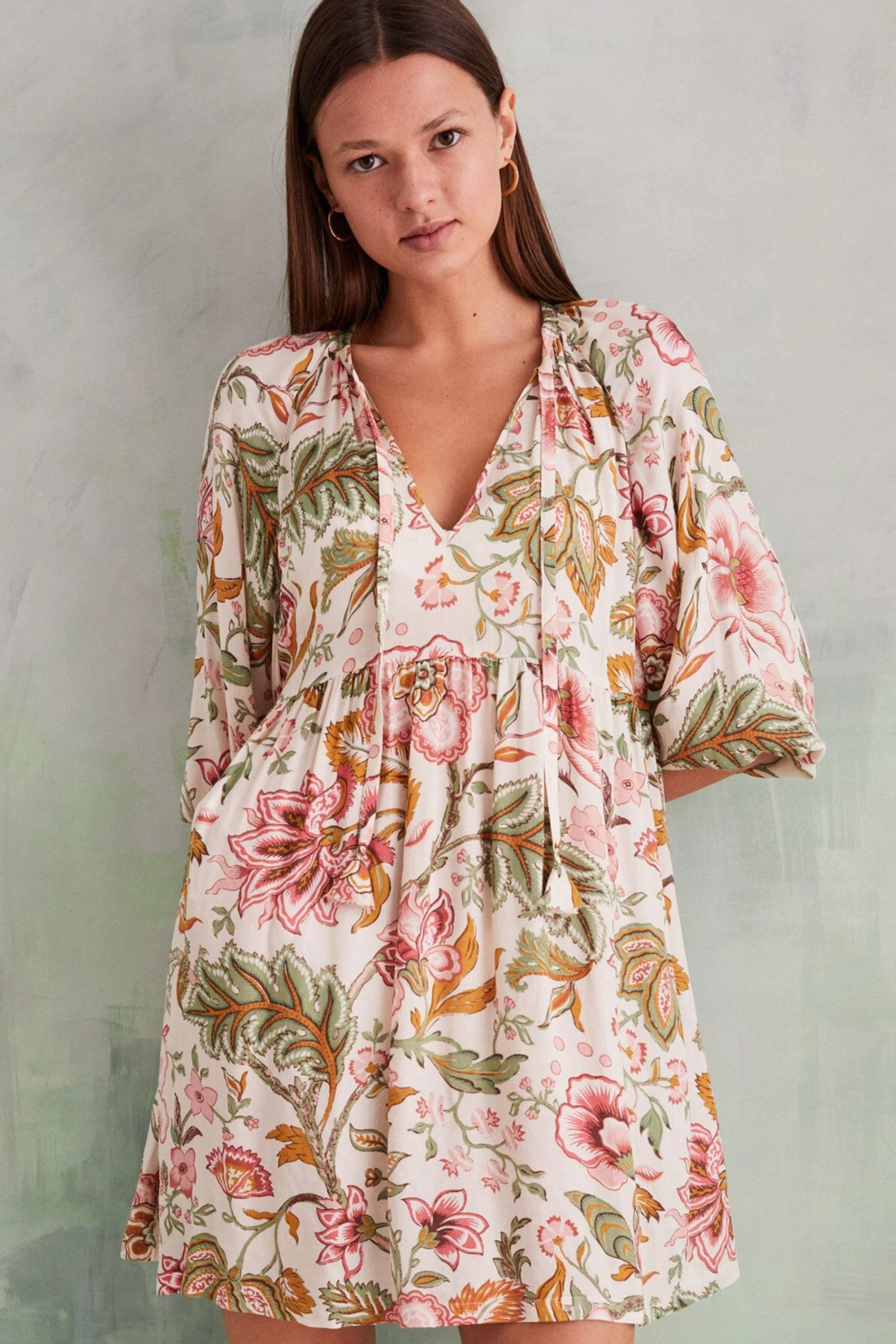 Women'secret Natural Short Floral Tunic 3 Women'secret Natural Short Floral Tunic