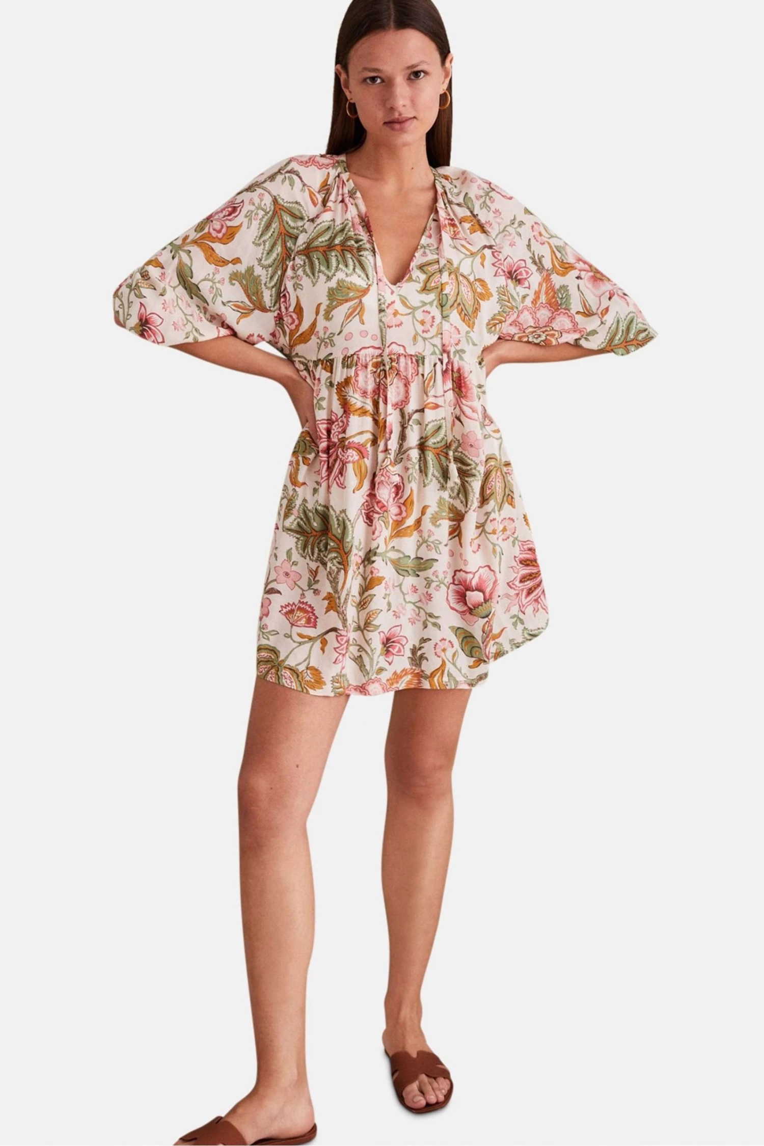 Women'secret Natural Short Floral Tunic 6 Women'secret Natural Short Floral Tunic - Image 4
