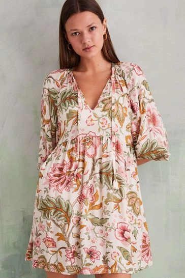 Women'secret Natural Short Floral Tunic 7 Women'secret Natural Short Floral Tunic - Image 5