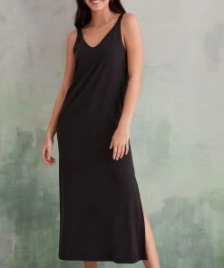 Women'secret Black Midi Dress With Straps