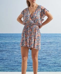 Women'secret Blue Ethnic Print Playsuit