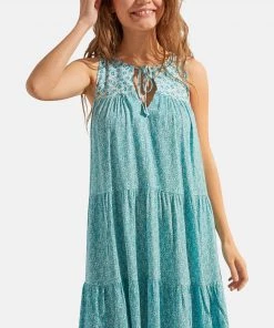 Women'secret Blue Floral Print Panel Dress