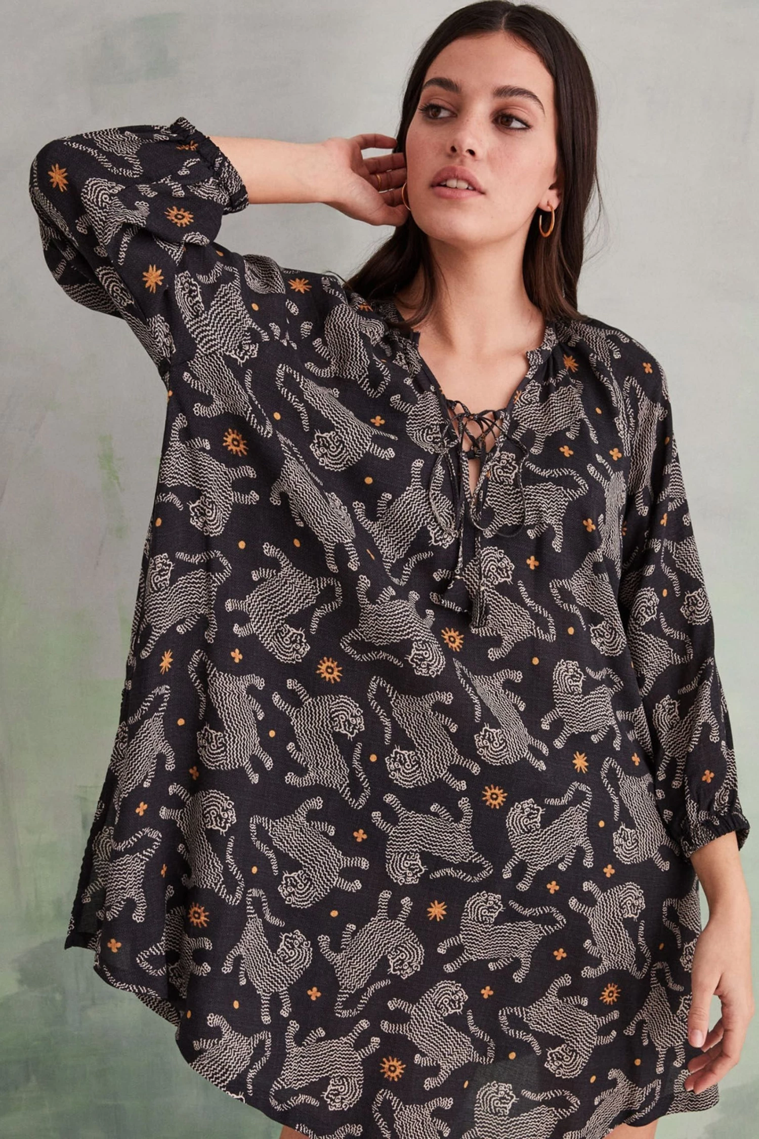 Women'secret Black Short Tiger Tunic 5 Women'secret Black Short Tiger Tunic - Image 3