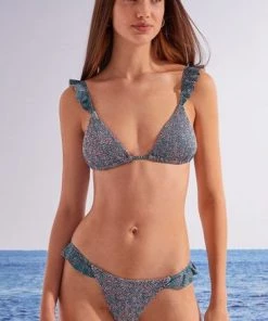 Women'Secret Blue Floral Print Medium Waist Bikini Bottoms -Lakeland Leather Sales unnamed file 1884