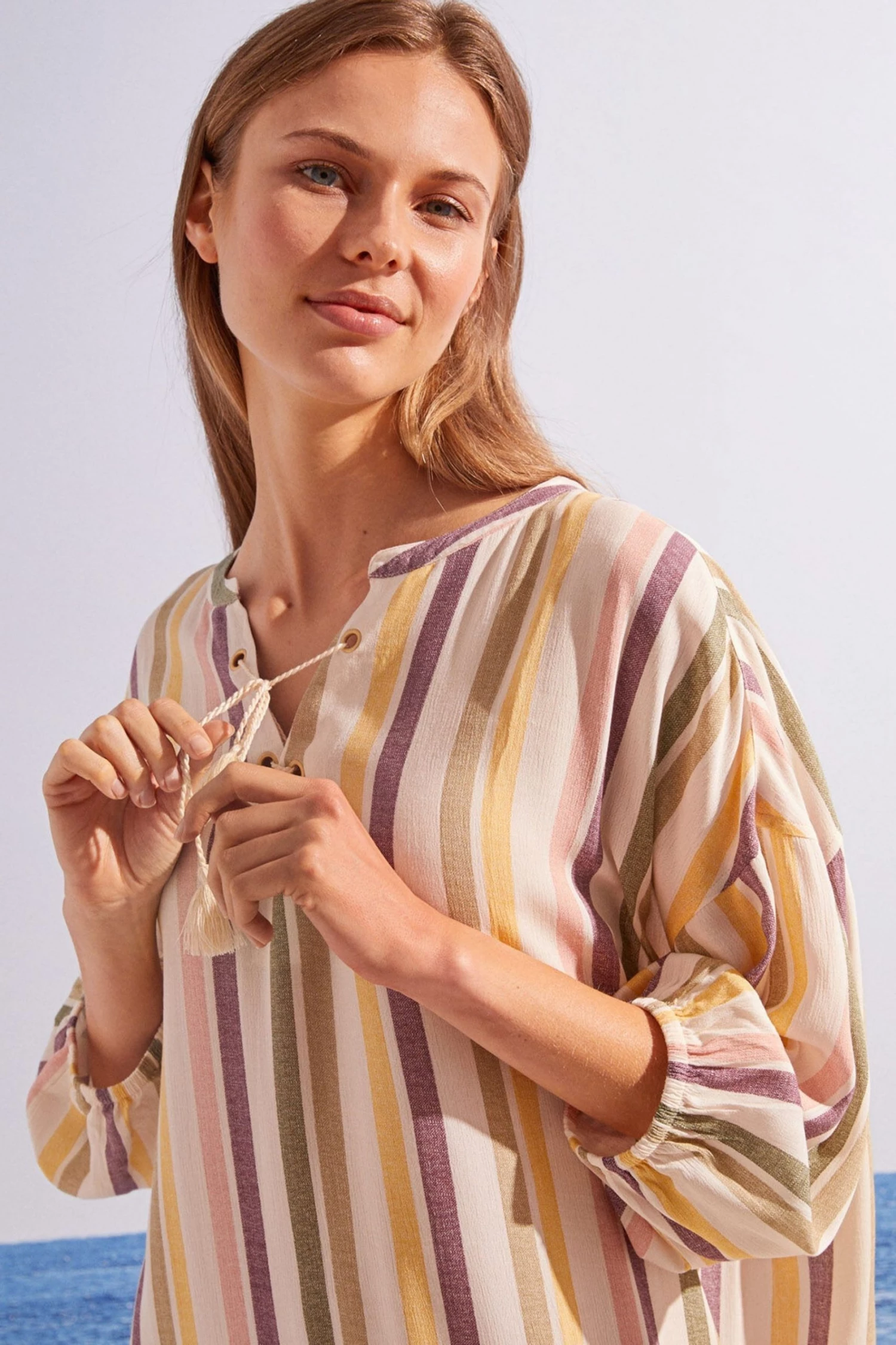 Women'secret Natural Short Striped Camisole Blouse 6 Women'secret Natural Short Striped Camisole Blouse - Image 4