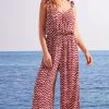 Women'secret Red Long Printed Jumpsuit