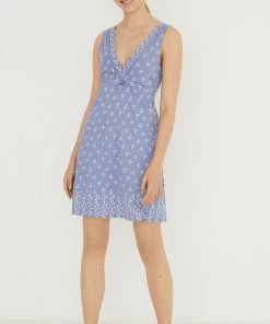 Women'secret Blue Short Printed Cotton Nightgown