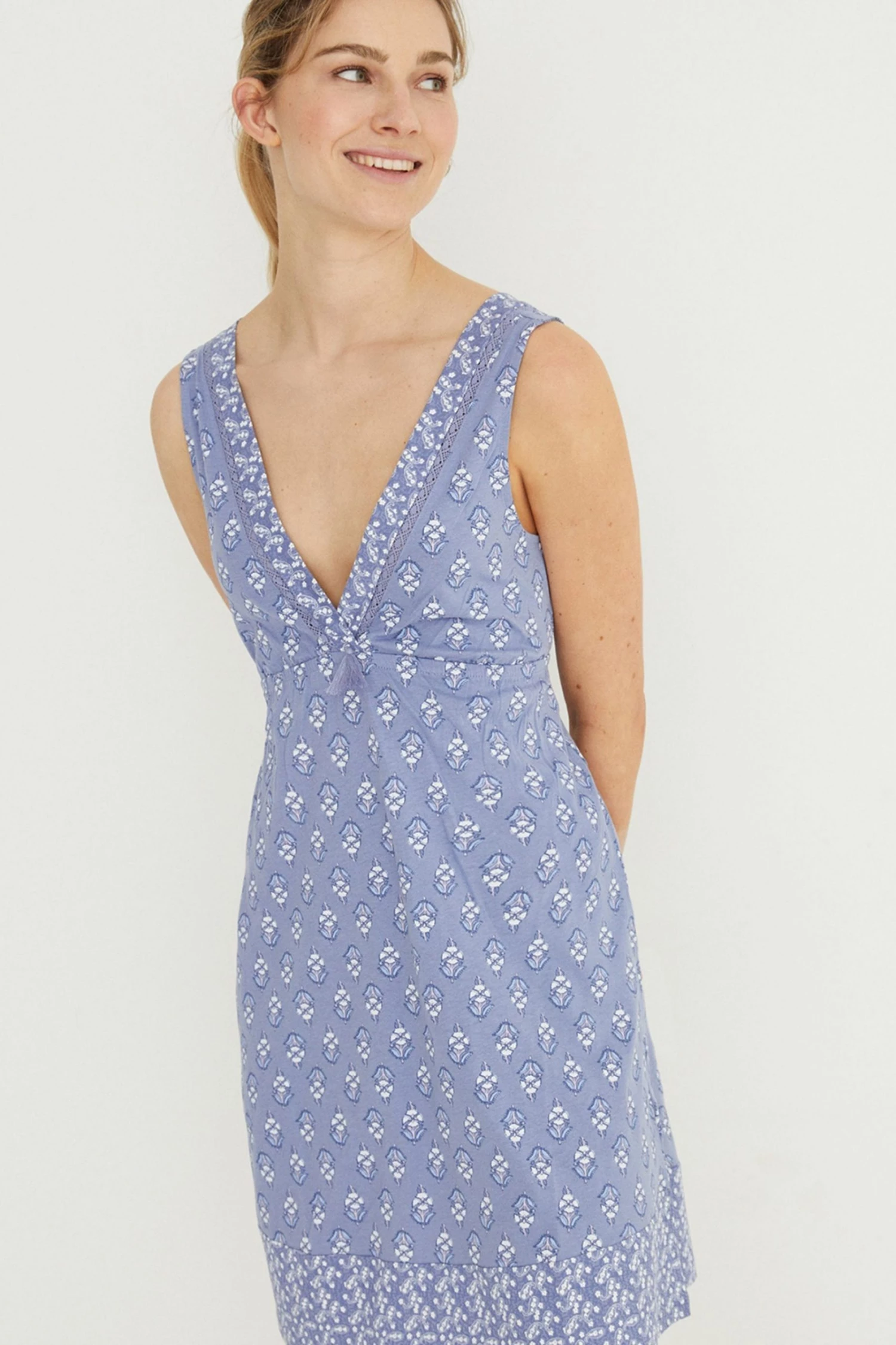 Women'secret Blue Short Printed Cotton Nightgown 5 Women'secret Blue Short Printed Cotton Nightgown - Image 3