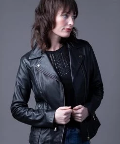Lakeland Leather Kylee Classic Leather Biker Jacket Black -Lakeland Leather Sales unnamed file 420