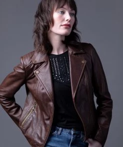 Lakeland Leather Thursby Vegetable Leather Biker Jacket In Tan