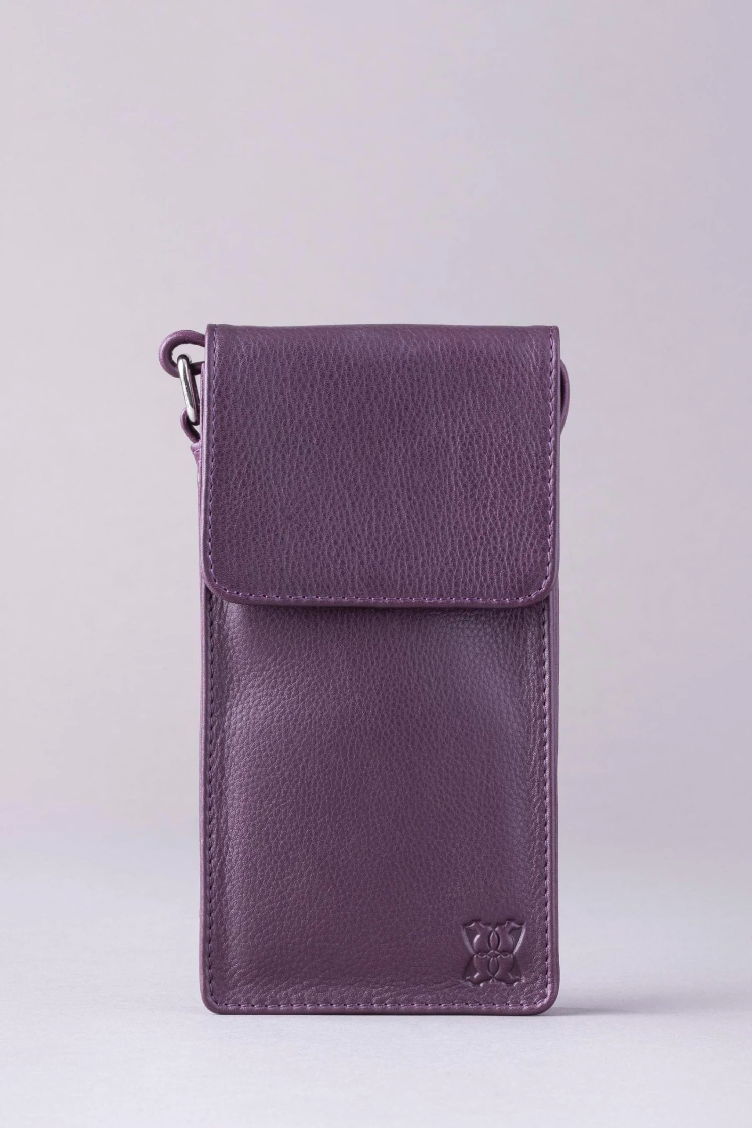 Lakeland Leather Cross-Body Phone Pouch Bag Amethyst 3 Lakeland Leather Cross-Body Phone Pouch Bag Amethyst