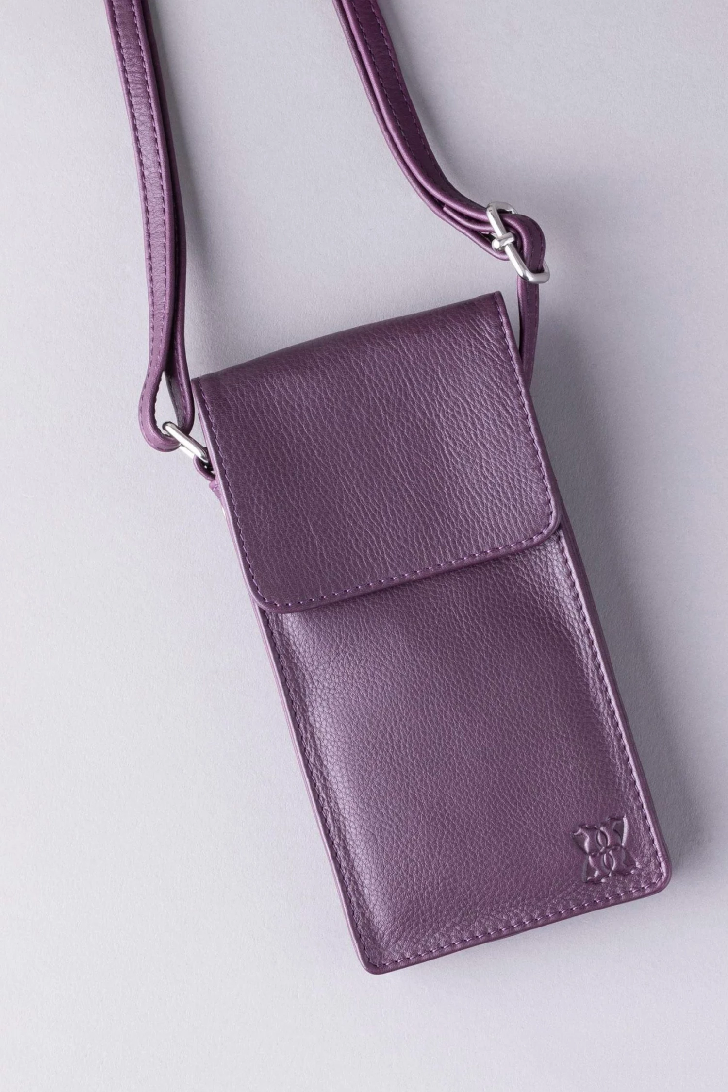 Lakeland Leather Cross-Body Phone Pouch Bag Amethyst 4 Lakeland Leather Cross-Body Phone Pouch Bag Amethyst - Image 2