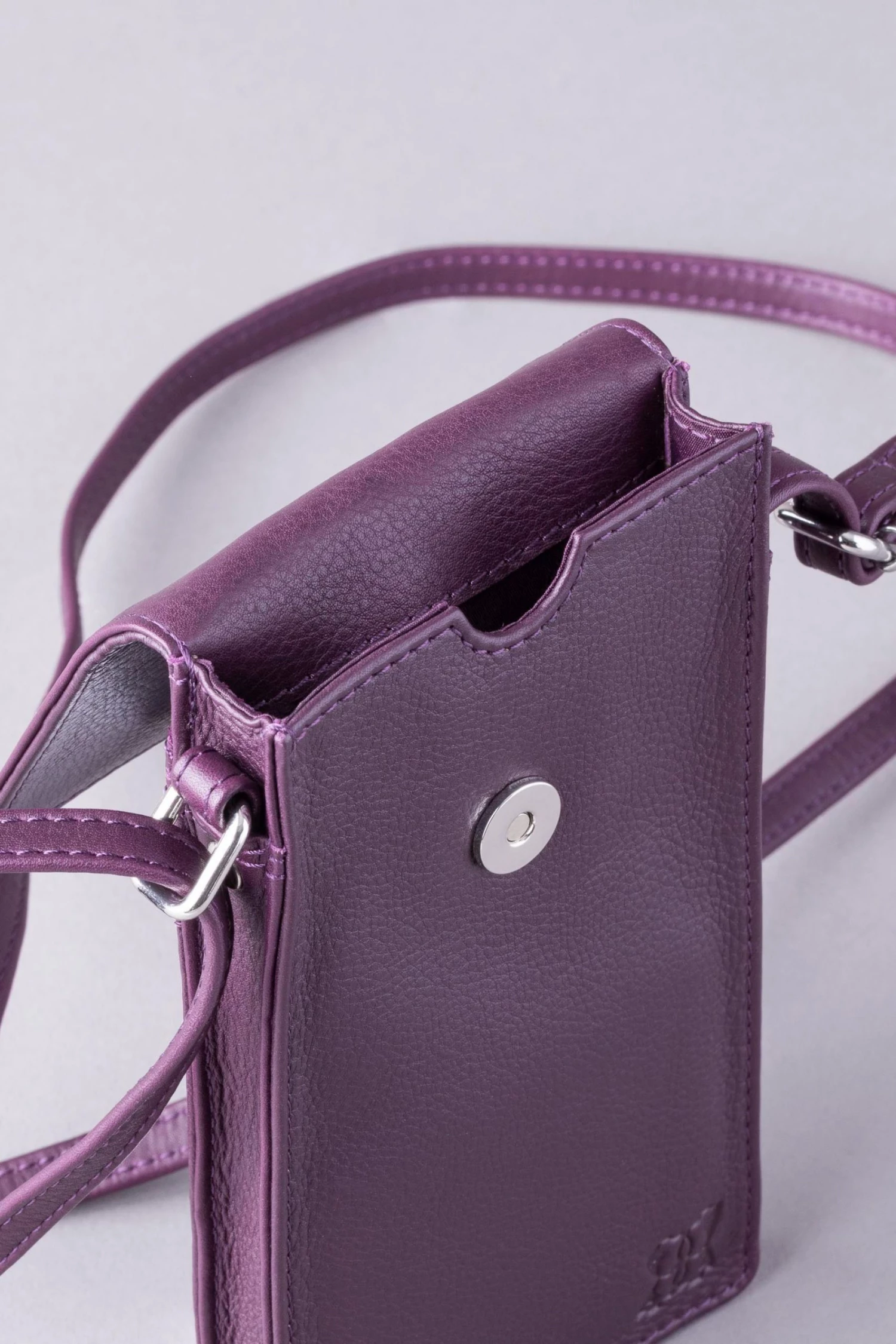 Lakeland Leather Cross-Body Phone Pouch Bag Amethyst 6 Lakeland Leather Cross-Body Phone Pouch Bag Amethyst - Image 4