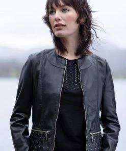 Lakeland Leather Motherby Collarless Black Leather Jacket -Lakeland Leather Sales unnamed file 485