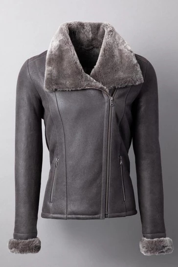 Lakeland Leather Grey Arnside Sheepskin Aviator Jacket Charcoal Grey 9 Lakeland Leather Grey Arnside Sheepskin Aviator Jacket Charcoal Grey - Image 7
