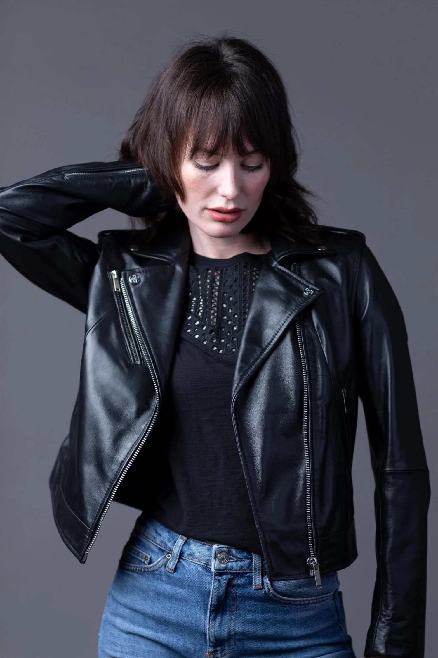 Lakeland Leather Grasmere Leather Biker Jacket Black 3 Lakeland Leather Grasmere Leather Biker Jacket Black