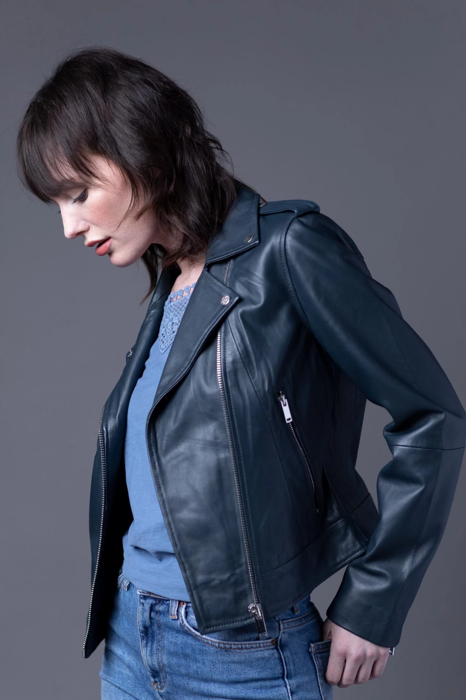 Lakeland Leather Grasmere Leather Biker Jacket Black 4 Lakeland Leather Grasmere Leather Biker Jacket Black - Image 2