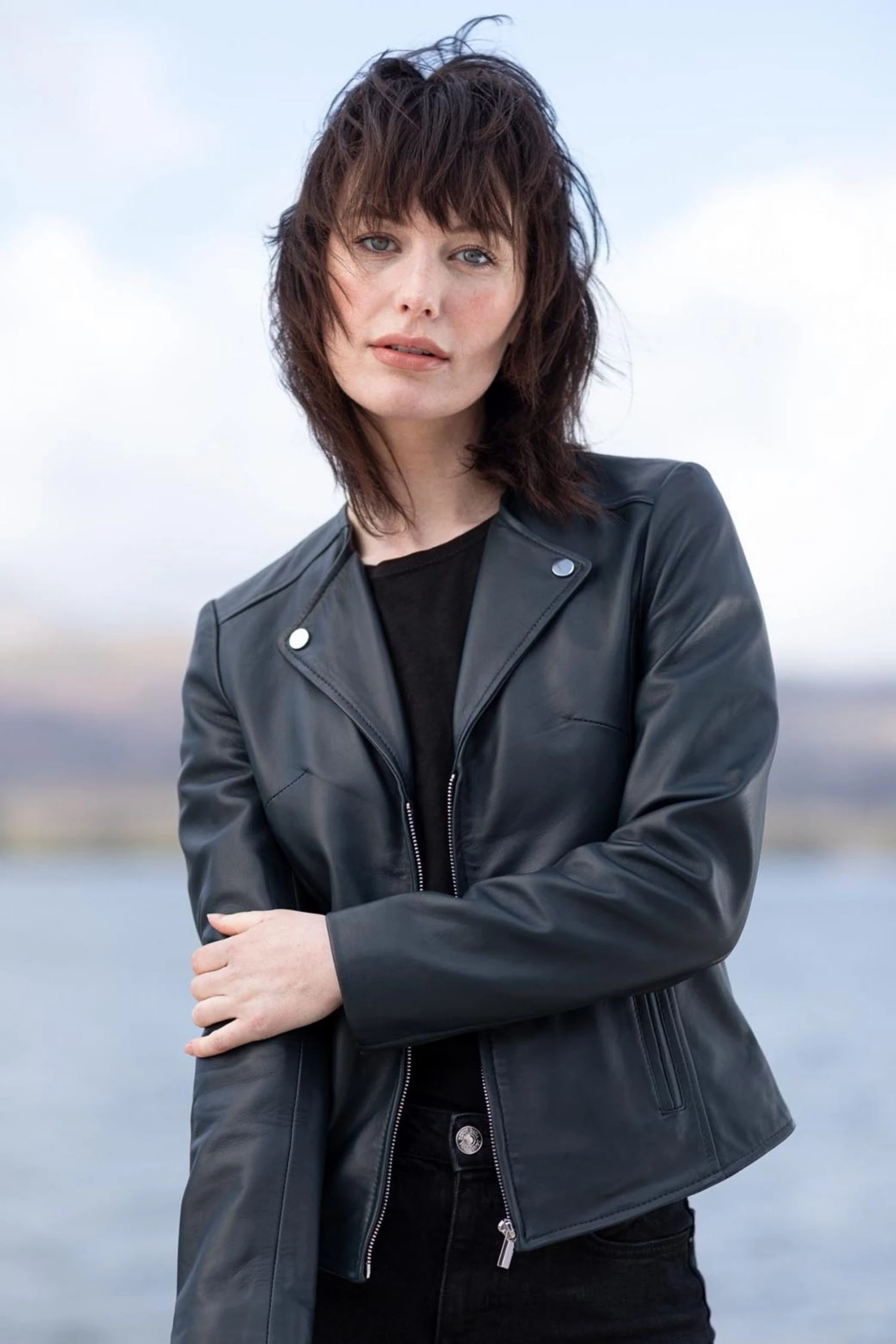 Lakeland Leather Collette Open Collar Leather Biker Jacket Parchment 4 Lakeland Leather Collette Open Collar Leather Biker Jacket Parchment - Image 2