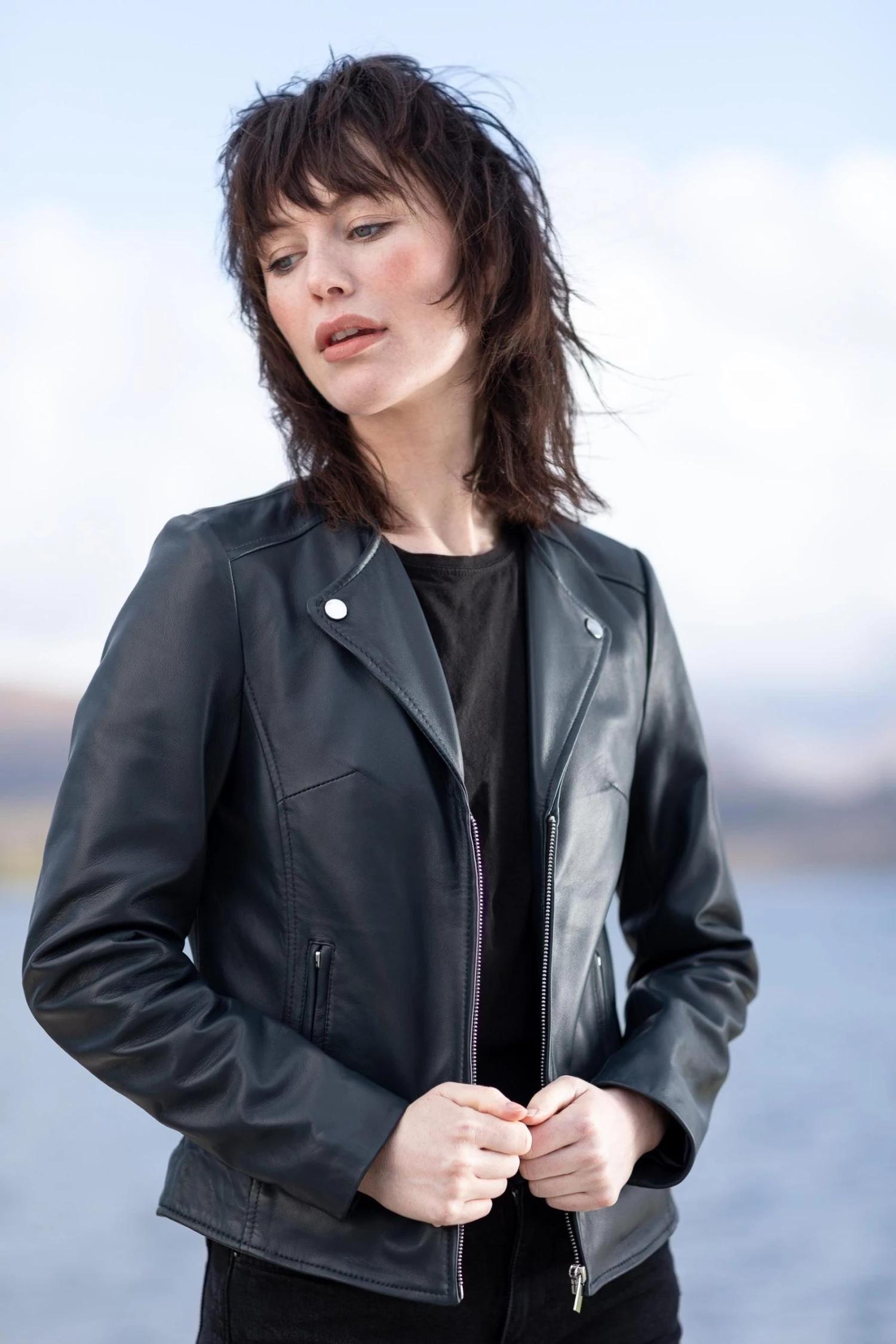 Lakeland Leather Collette Open Collar Leather Biker Jacket Parchment 6 Lakeland Leather Collette Open Collar Leather Biker Jacket Parchment - Image 4