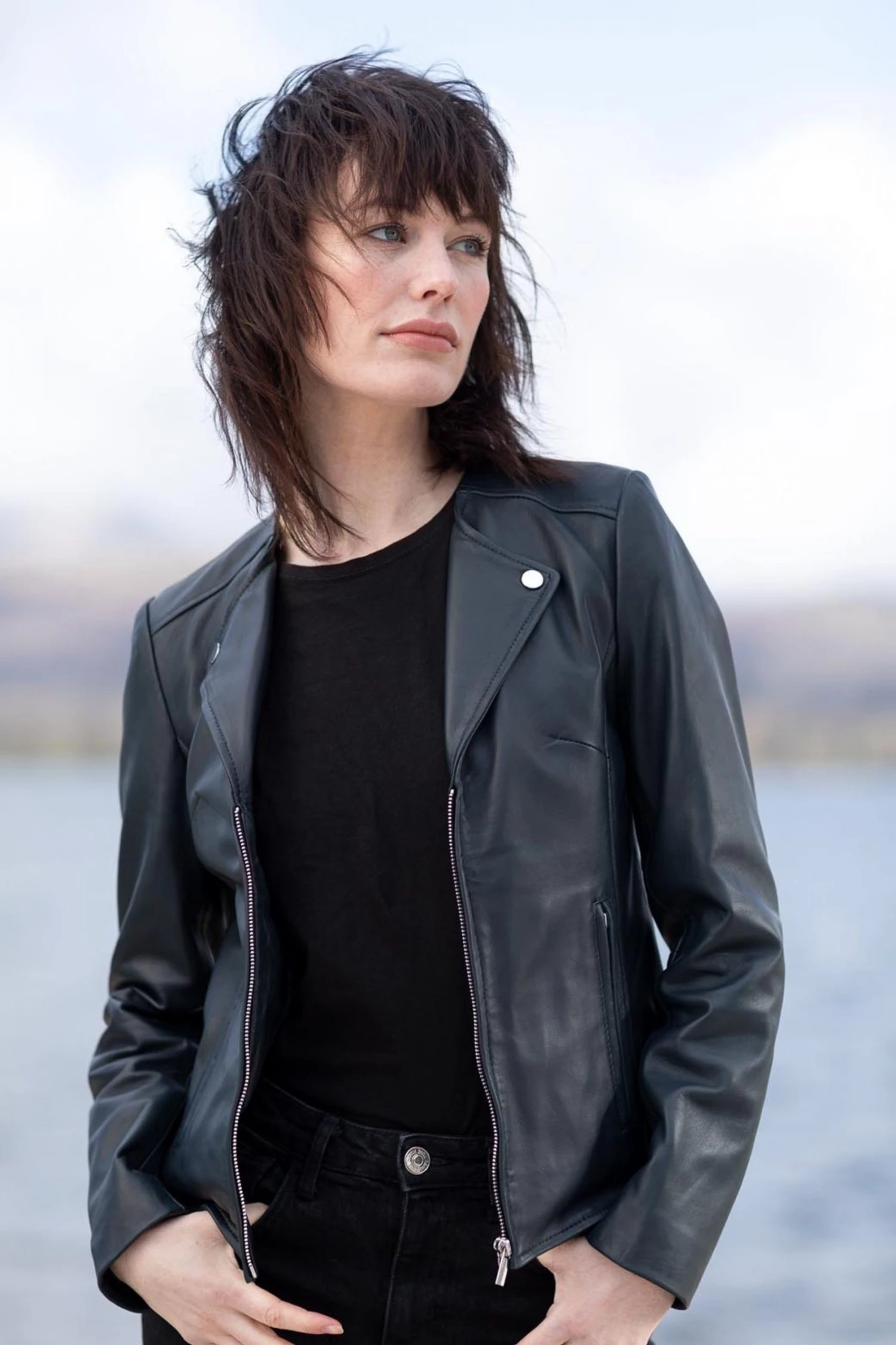 Lakeland Leather Collette Open Collar Leather Biker Jacket Parchment 7 Lakeland Leather Collette Open Collar Leather Biker Jacket Parchment - Image 5