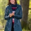 Lakeland Leather Ambleside Hooded Navy Leather Coat Inca Tan -Lakeland Leather Sales unnamed file 533