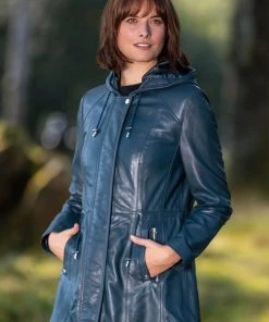Lakeland Leather Ambleside Hooded Navy Leather Coat Inca Tan -Lakeland Leather Sales unnamed file 535 scaled